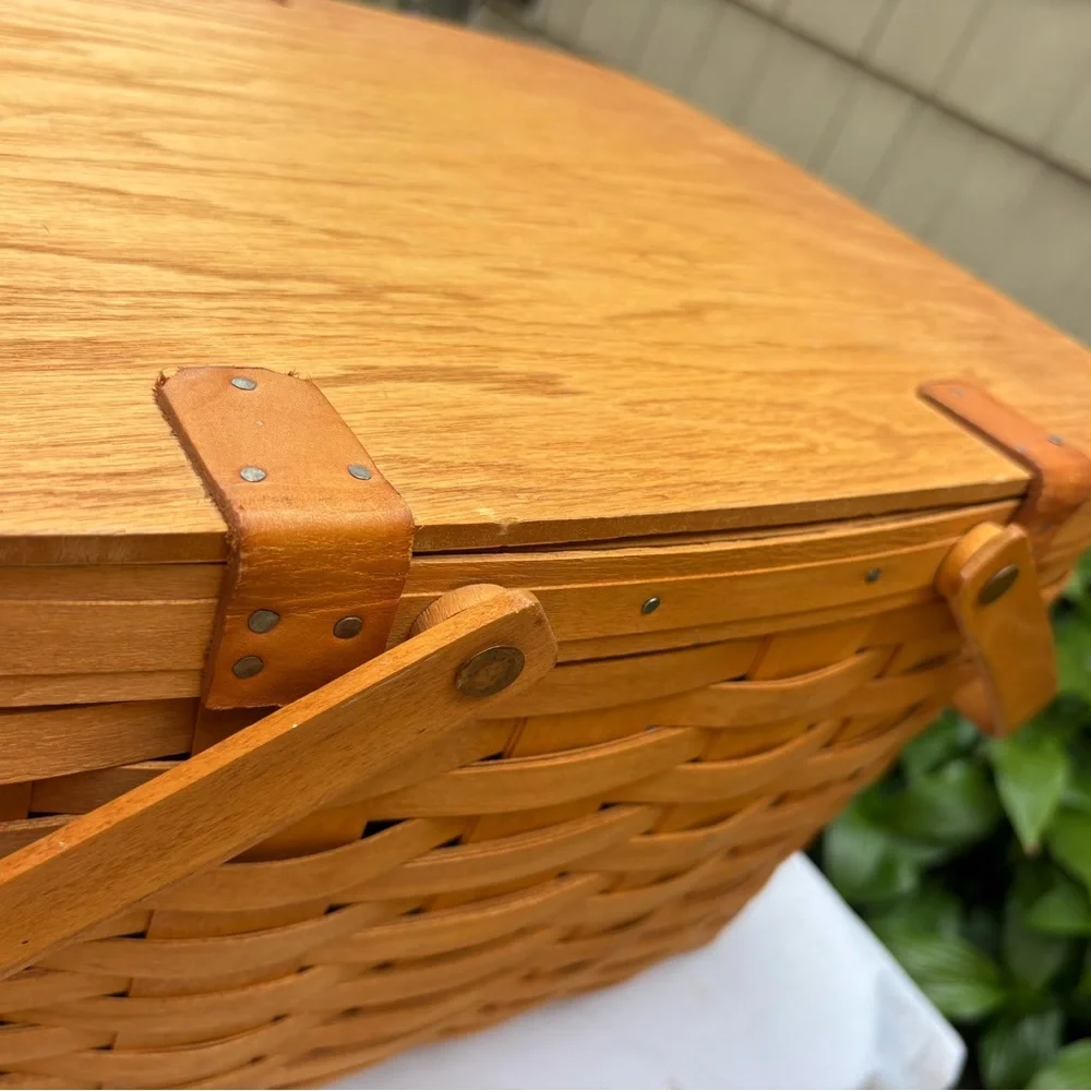 Vintage Signed Longaberger Large Handmade Two Handle Picnic Basket